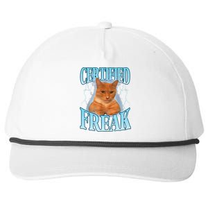 Cat Meme Certified Freak Eat Cement Cursed Cat Funny Snapback Five-Panel Rope Hat