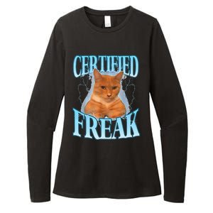 Cat Meme Certified Freak Eat Cement Cursed Cat Funny Womens CVC Long Sleeve Shirt