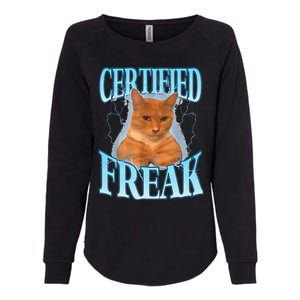 Cat Meme Certified Freak Eat Cement Cursed Cat Funny Womens California Wash Sweatshirt