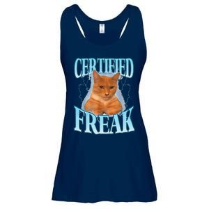 Cat Meme Certified Freak Eat Cement Cursed Cat Funny Ladies Essential Flowy Tank