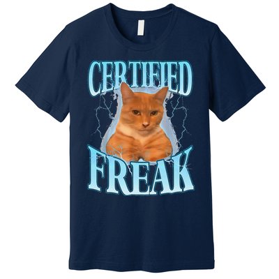 Cat Meme Certified Freak Eat Cement Cursed Cat Funny Premium T-Shirt