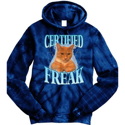 Cat Meme Certified Freak Eat Cement Cursed Cat Funny Tie Dye Hoodie