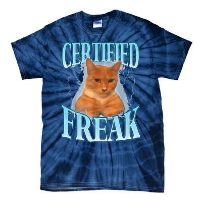 Cat Meme Certified Freak Eat Cement Cursed Cat Funny Tie-Dye T-Shirt