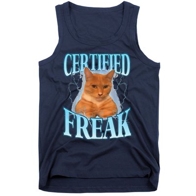 Cat Meme Certified Freak Eat Cement Cursed Cat Funny Tank Top