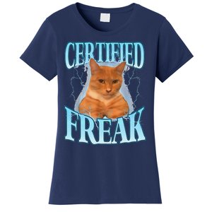 Cat Meme Certified Freak Eat Cement Cursed Cat Funny Women's T-Shirt