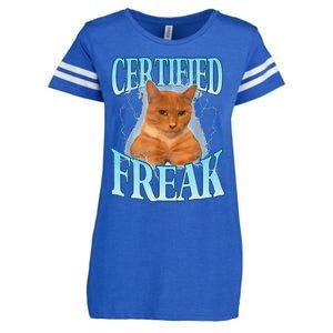 Cat Meme Certified Freak Eat Cement Cursed Cat Funny Enza Ladies Jersey Football T-Shirt