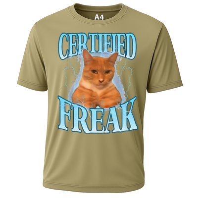 Cat Meme Certified Freak Eat Cement Cursed Cat Funny Cooling Performance Crew T-Shirt