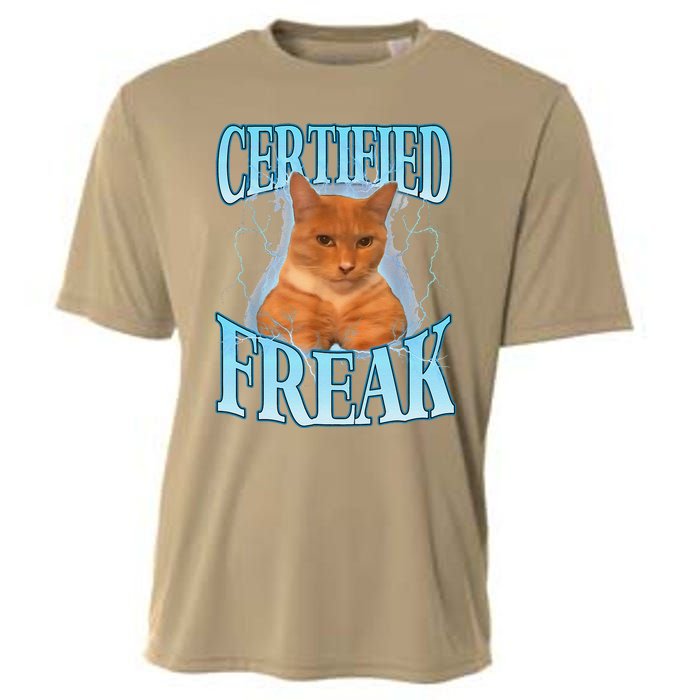 Cat Meme Certified Freak Eat Cement Cursed Cat Funny Cooling Performance Crew T-Shirt