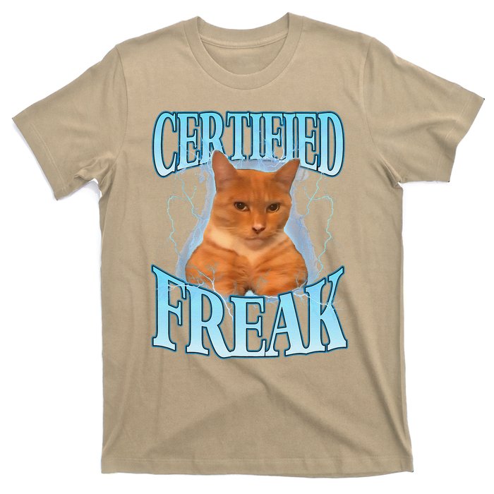 Cat Meme Certified Freak Eat Cement Cursed Cat Funny T-Shirt