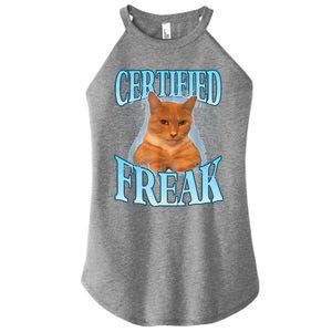 Cat Meme Certified Freak Eat Cement Cursed Cat Funny Women's Perfect Tri Rocker Tank