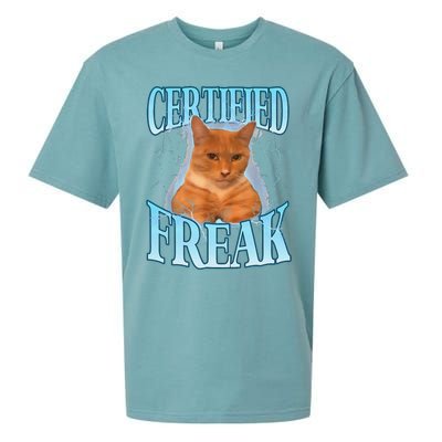 Cat Meme Certified Freak Eat Cement Cursed Cat Funny Sueded Cloud Jersey T-Shirt