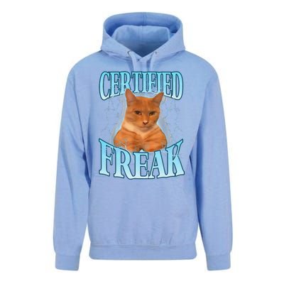 Cat Meme Certified Freak Eat Cement Cursed Cat Funny Unisex Surf Hoodie