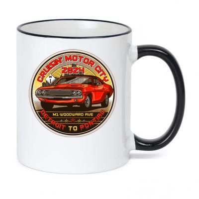 Cruisin Motor City Detroit To Pontiac 2024 Emblem Color Version 11oz Black Color Changing Mug