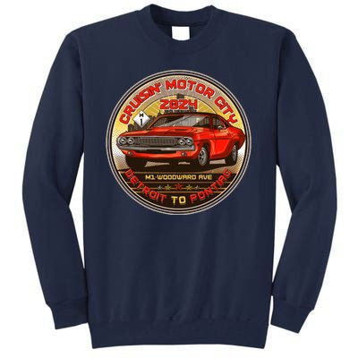 Cruisin Motor City Detroit To Pontiac 2024 Emblem Color Version Tall Sweatshirt