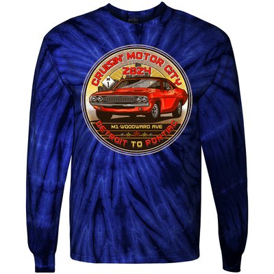 Cruisin Motor City Detroit To Pontiac 2024 Emblem Color Version Tie-Dye Long Sleeve Shirt