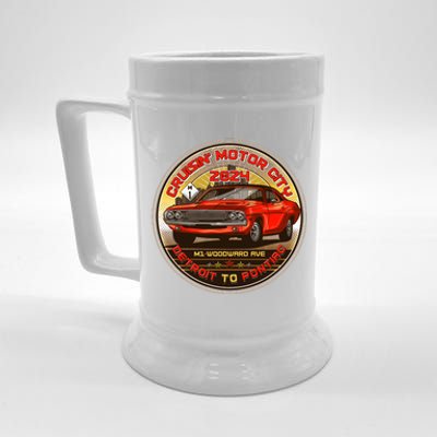 Cruisin Motor City Detroit To Pontiac 2024 Emblem Color Version Beer Stein