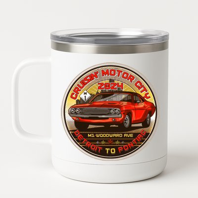 Cruisin Motor City Detroit To Pontiac 2024 Emblem Color Version 12 oz Stainless Steel Tumbler Cup