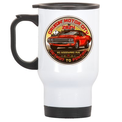 Cruisin Motor City Detroit To Pontiac 2024 Emblem Color Version Stainless Steel Travel Mug