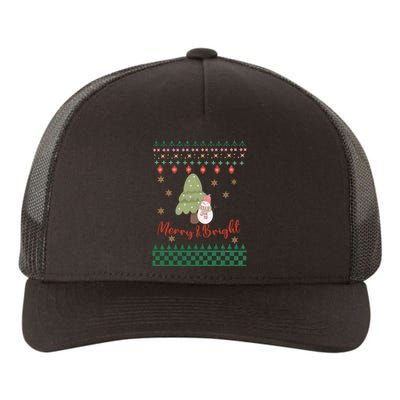 Cool Merry Christmas And Bright Snowman Yupoong Adult 5-Panel Trucker Hat