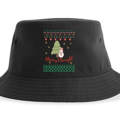 Cool Merry Christmas And Bright Snowman Sustainable Bucket Hat