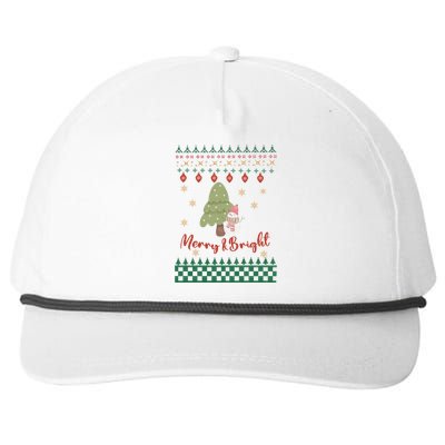 Cool Merry Christmas And Bright Snowman Snapback Five-Panel Rope Hat