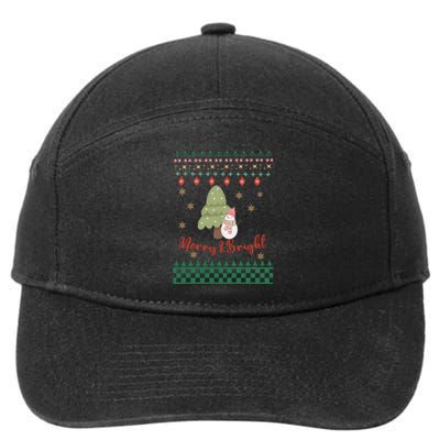 Cool Merry Christmas And Bright Snowman 7-Panel Snapback Hat