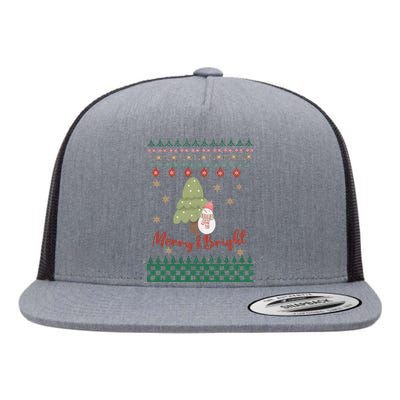 Cool Merry Christmas And Bright Snowman Flat Bill Trucker Hat