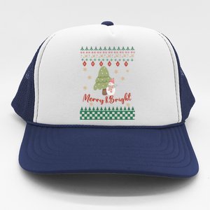 Cool Merry Christmas And Bright Snowman Trucker Hat