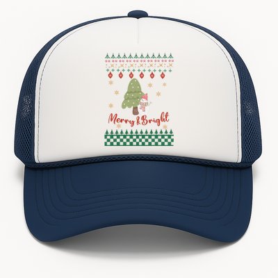 Cool Merry Christmas And Bright Snowman Trucker Hat