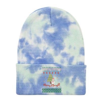 Cool Merry Christmas And Bright Snowman Tie Dye 12in Knit Beanie