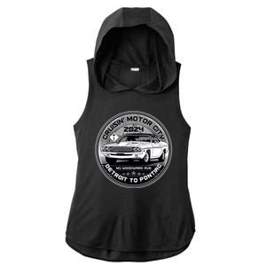 Cruisin Motor City Detroit To Pontiac 2024 Emblem Silver Version Ladies PosiCharge Tri-Blend Wicking Draft Hoodie Tank