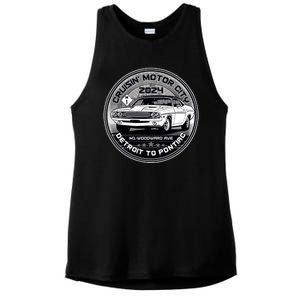 Cruisin Motor City Detroit To Pontiac 2024 Emblem Silver Version Ladies PosiCharge Tri-Blend Wicking Tank