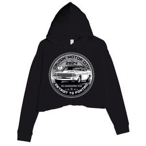 Cruisin Motor City Detroit To Pontiac 2024 Emblem Silver Version Crop Fleece Hoodie