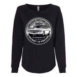 Cruisin Motor City Detroit To Pontiac 2024 Emblem Silver Version Womens California Wash Sweatshirt