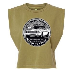 Cruisin Motor City Detroit To Pontiac 2024 Emblem Silver Version Garment-Dyed Women's Muscle Tee