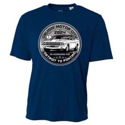 Cruisin Motor City Detroit To Pontiac 2024 Emblem Silver Version Cooling Performance Crew T-Shirt