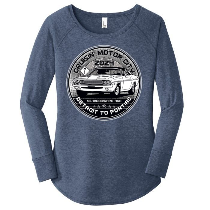 Cruisin Motor City Detroit To Pontiac 2024 Emblem Silver Version Women's Perfect Tri Tunic Long Sleeve Shirt