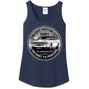 Cruisin Motor City Detroit To Pontiac 2024 Emblem Silver Version Ladies Essential Tank