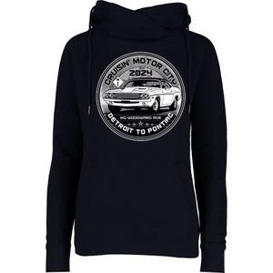 Cruisin Motor City Detroit To Pontiac 2024 Emblem Silver Version Womens Funnel Neck Pullover Hood