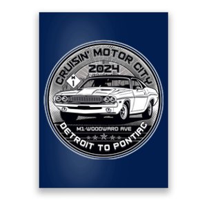 Cruisin Motor City Detroit To Pontiac 2024 Emblem Silver Version Poster