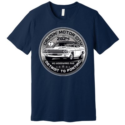 Cruisin Motor City Detroit To Pontiac 2024 Emblem Silver Version Premium T-Shirt