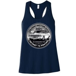 Cruisin Motor City Detroit To Pontiac 2024 Emblem Silver Version Women's Racerback Tank