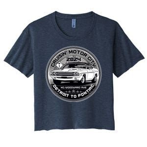 Cruisin Motor City Detroit To Pontiac 2024 Emblem Silver Version Women's Crop Top Tee