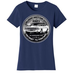 Cruisin Motor City Detroit To Pontiac 2024 Emblem Silver Version Women's T-Shirt