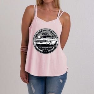 Cruisin Motor City Detroit To Pontiac 2024 Emblem Silver Version Women's Strappy Tank