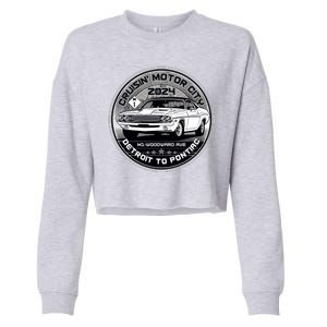 Cruisin Motor City Detroit To Pontiac 2024 Emblem Silver Version Cropped Pullover Crew