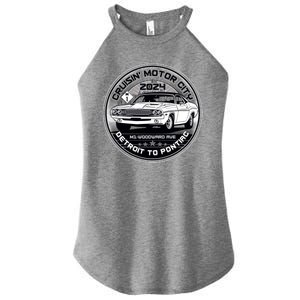 Cruisin Motor City Detroit To Pontiac 2024 Emblem Silver Version Women's Perfect Tri Rocker Tank