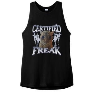 Cat Meme Certified Freak Eat Cement Cursed Cat Ladies PosiCharge Tri-Blend Wicking Tank