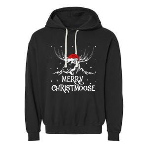 Christmas Moose Christmoose Xmas Winter Gift Garment-Dyed Fleece Hoodie