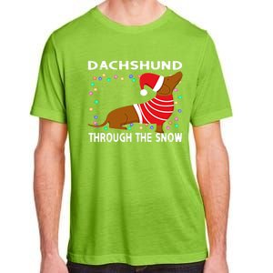 Cute Merry Christmas Dachshund Dog Through The Snow Funny Gift Adult ChromaSoft Performance T-Shirt